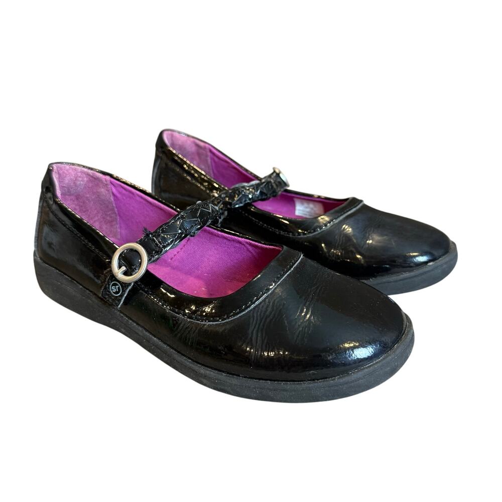 StrideRite Brielle Black Patent Leather Mary Janes Shoes Flats Girls 1 1M